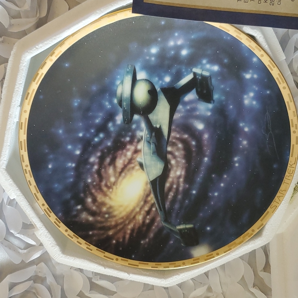 Klingon battle cruiser from star trek the voyagers plate collection.